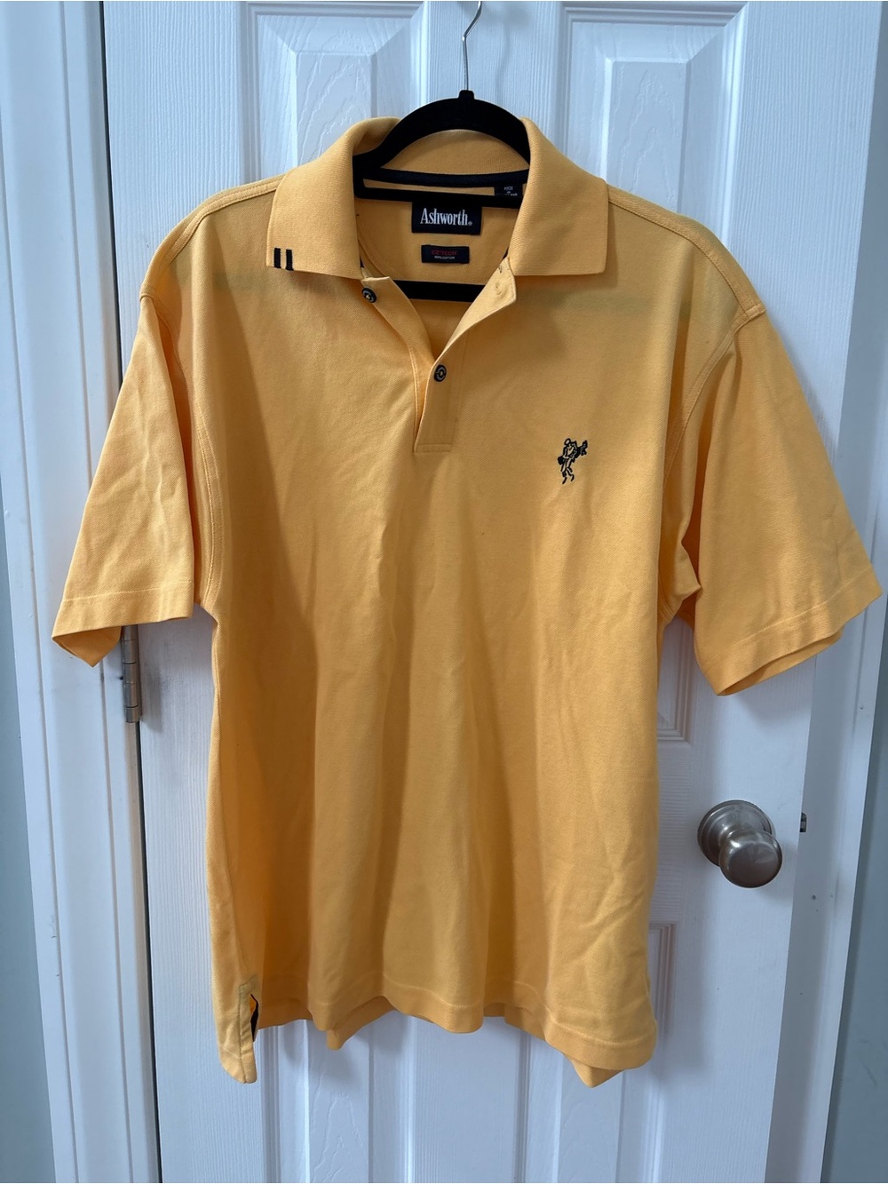 Ashworth Men's Pale Yellow Polo with Embroidered Logo